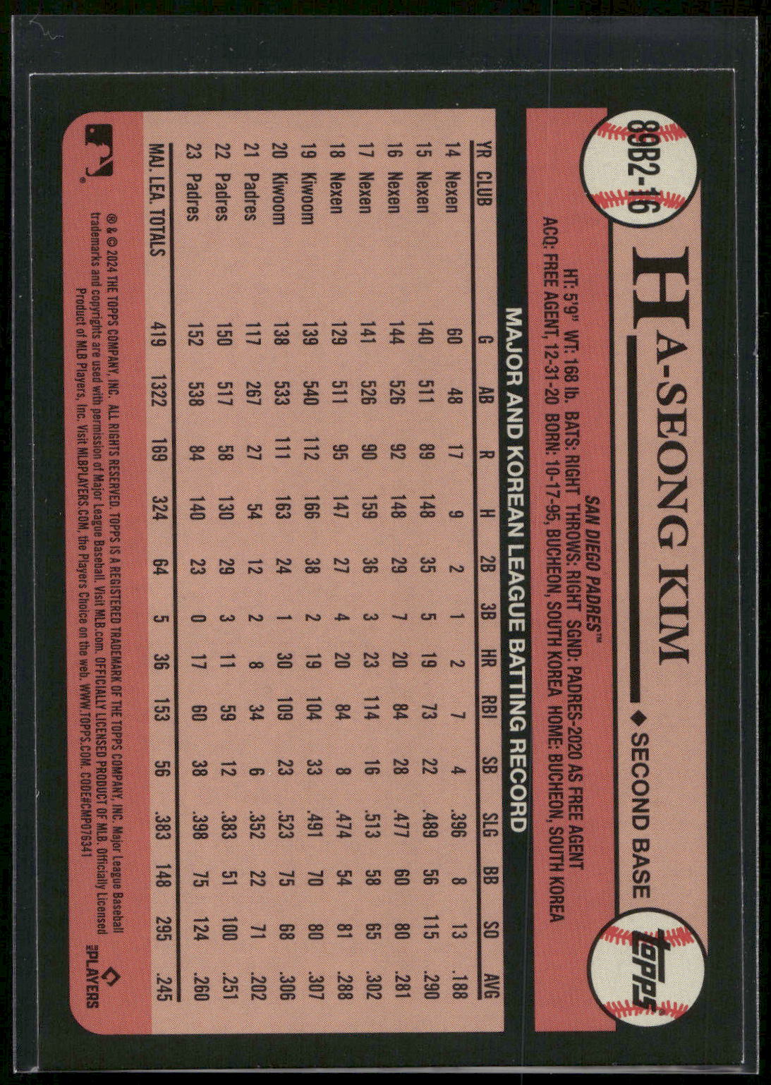 2024 Topps #89B2-16 Ha-Seong Kim