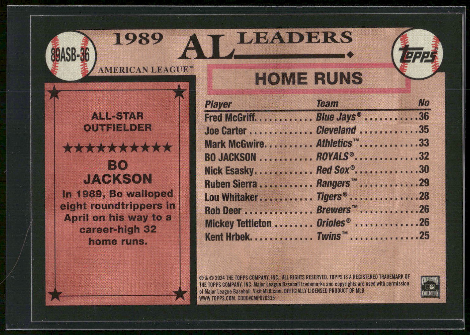 2024 Topps #89ASB-36 Bo Jackson