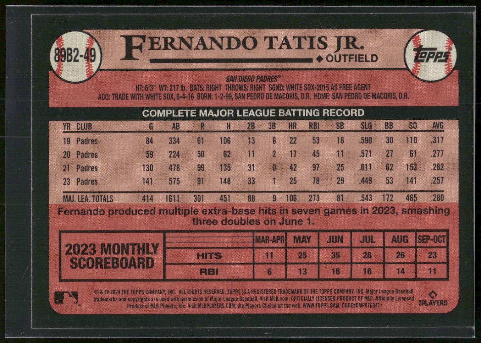 2024 Topps #89B2-49 Fernando Tatis Jr.