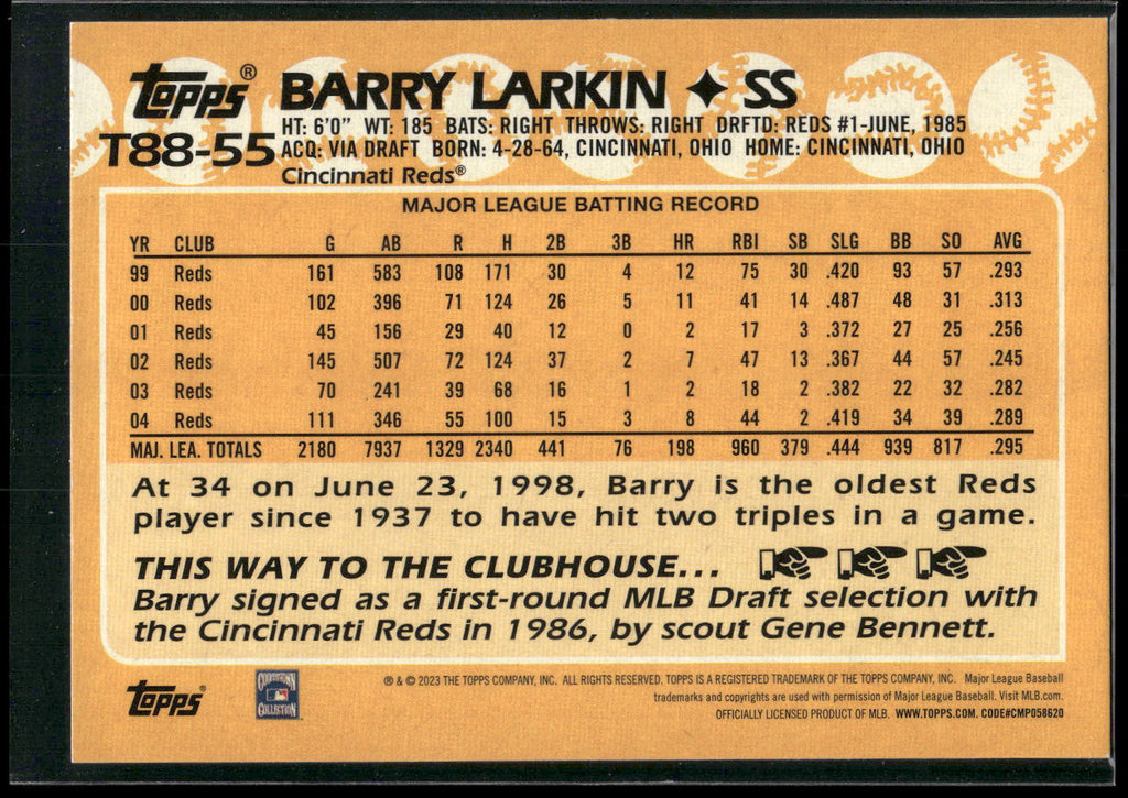 2023 Topps #T88-55 Barry Larkin
