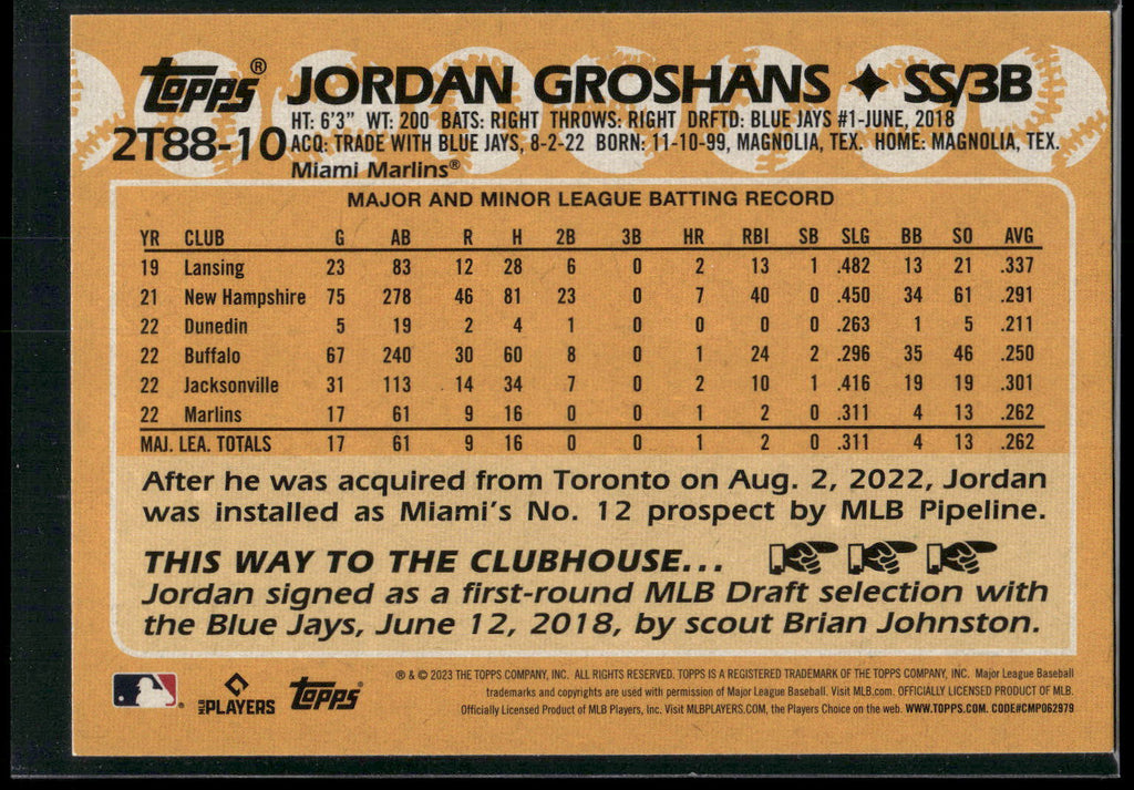 2023 Topps #2T88-10 Jordan Groshans