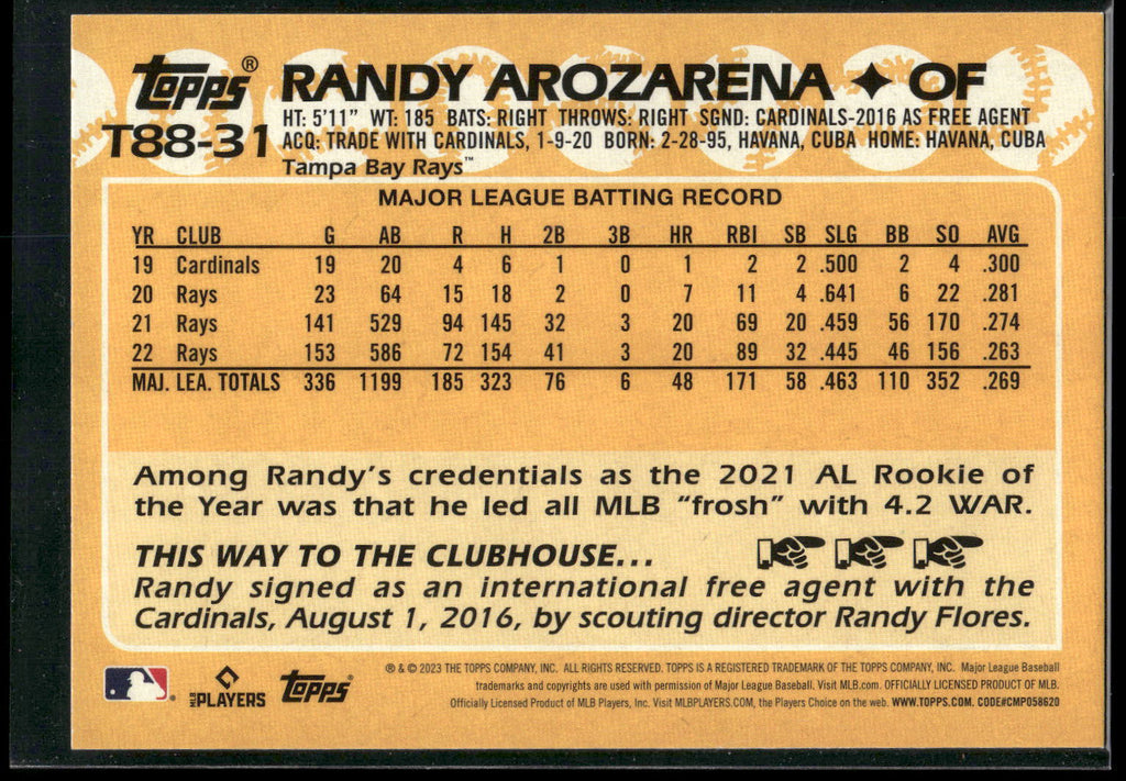 2023 Topps #T88-31 Randy Arozarena