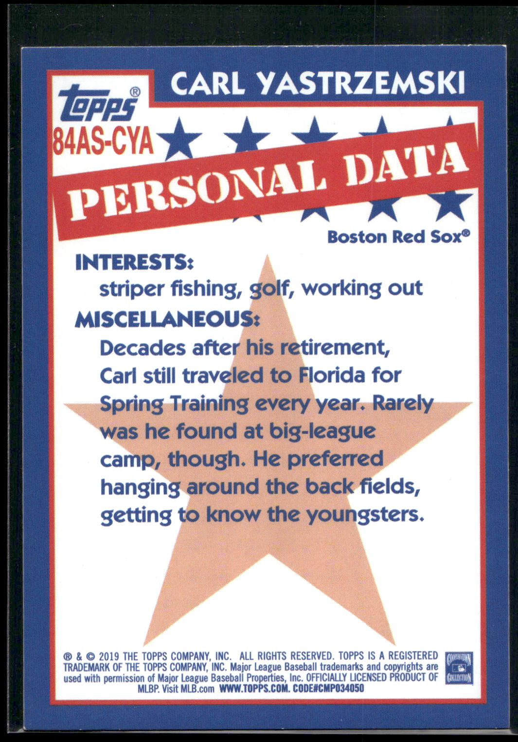 2019 Topps #84AS-CYA Carl Yastrzemski