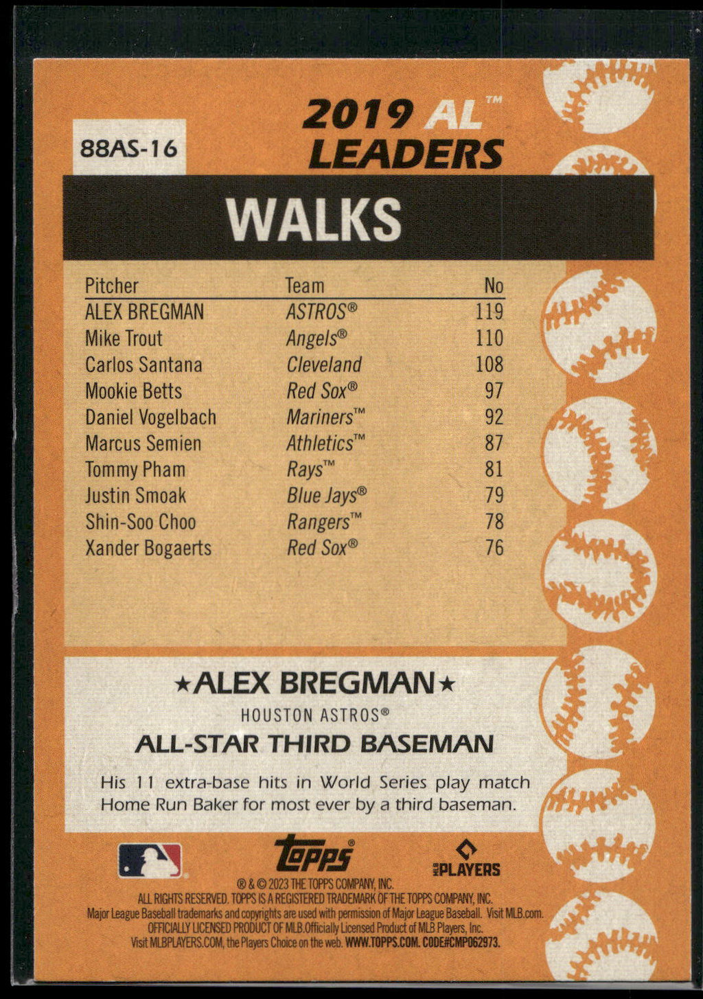2023 Topps #88AS-16 Alex Bregman 1988 Topps Baseball 35th Anniversary All-Stars