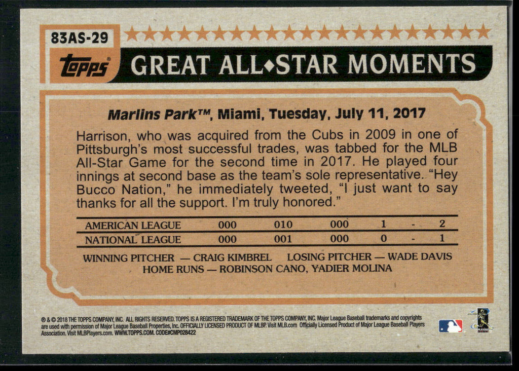 2018 Topps #83AS-29 Josh Harrison 1983 Topps Baseball All-Stars