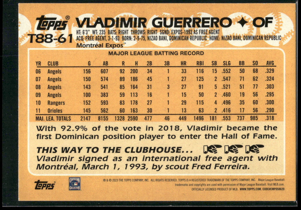 2023 Topps #T88-61 Vladimir Guerrero