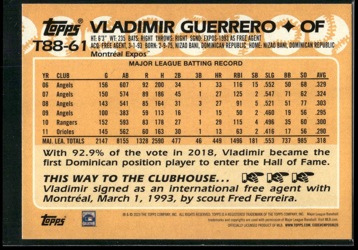 2023 Topps #T88-61 Vladimir Guerrero
