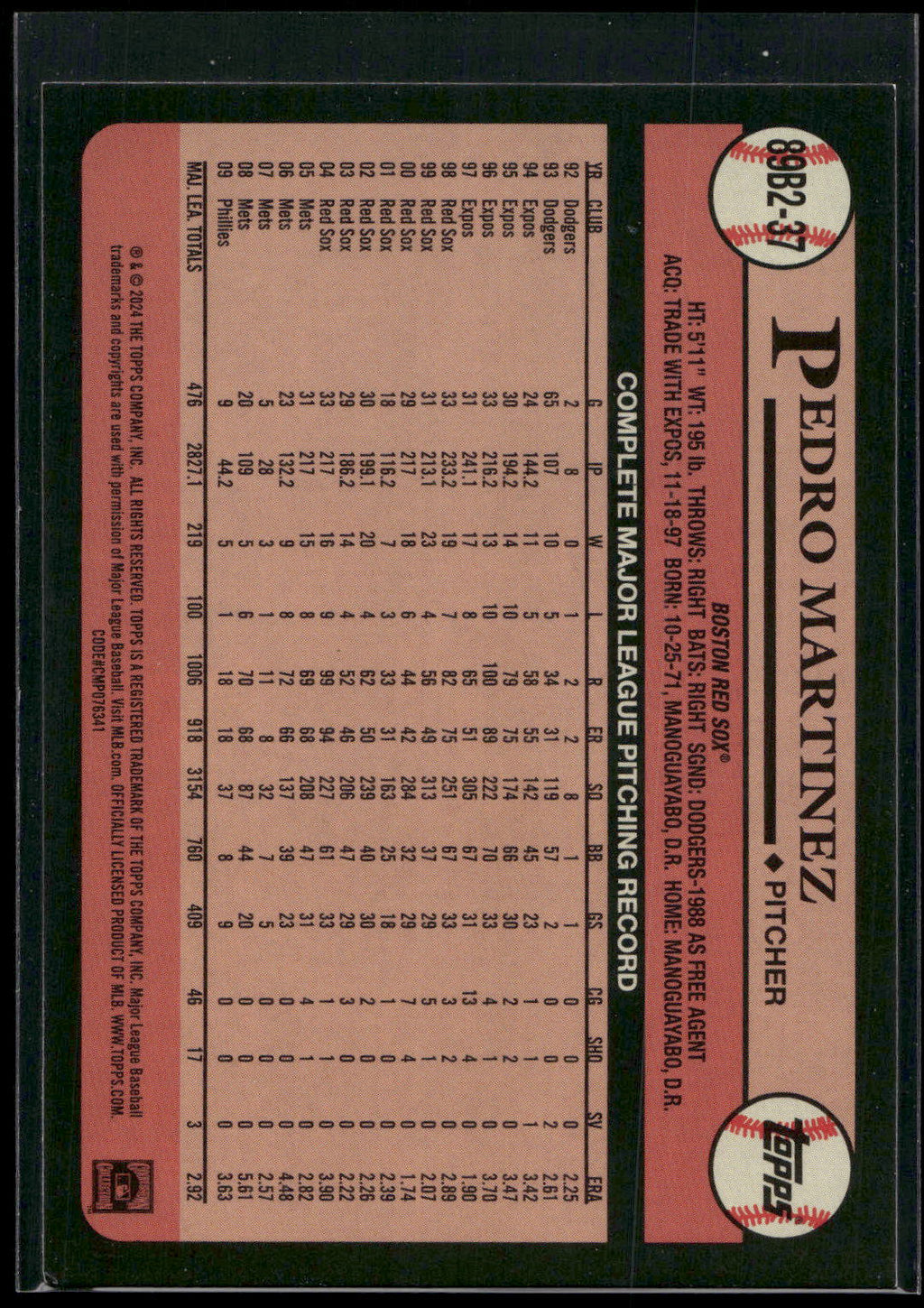 2024 Topps #89B2-37 Pedro Martinez