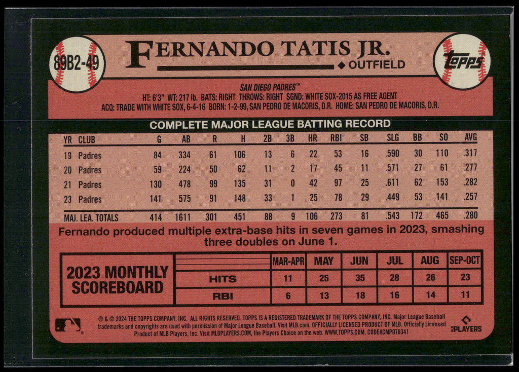 2024 Topps #89B2-49 Fernando Tatis Jr.