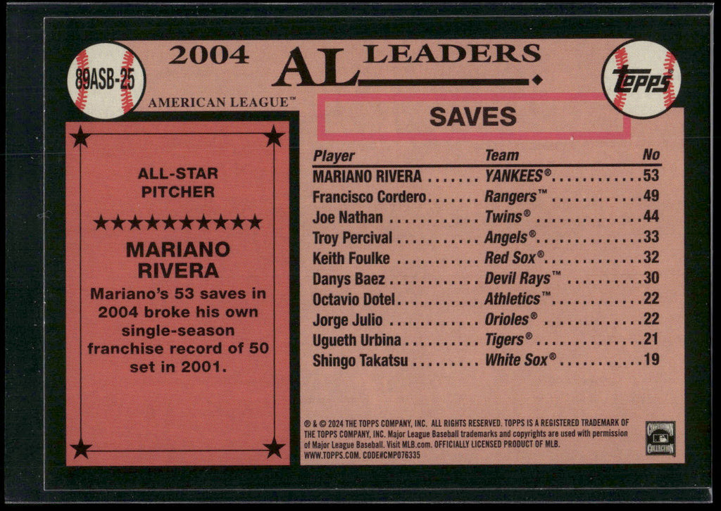 2024 Topps #89ASB-25 Mariano Rivera