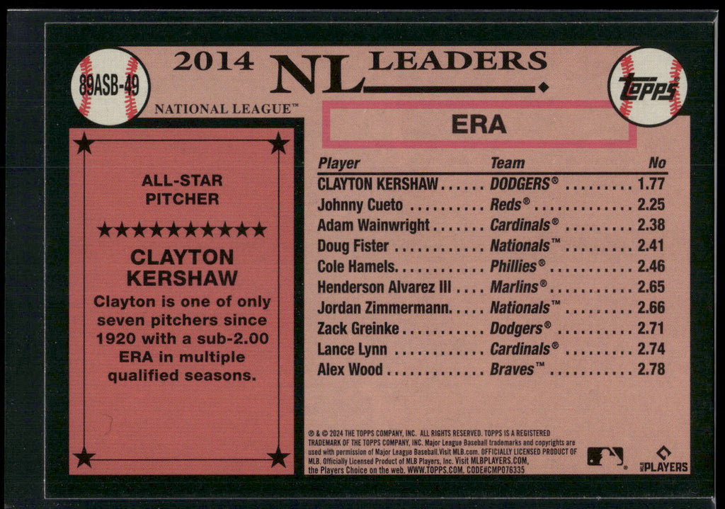 2024 Topps #89ASB-49 Clayton Kershaw