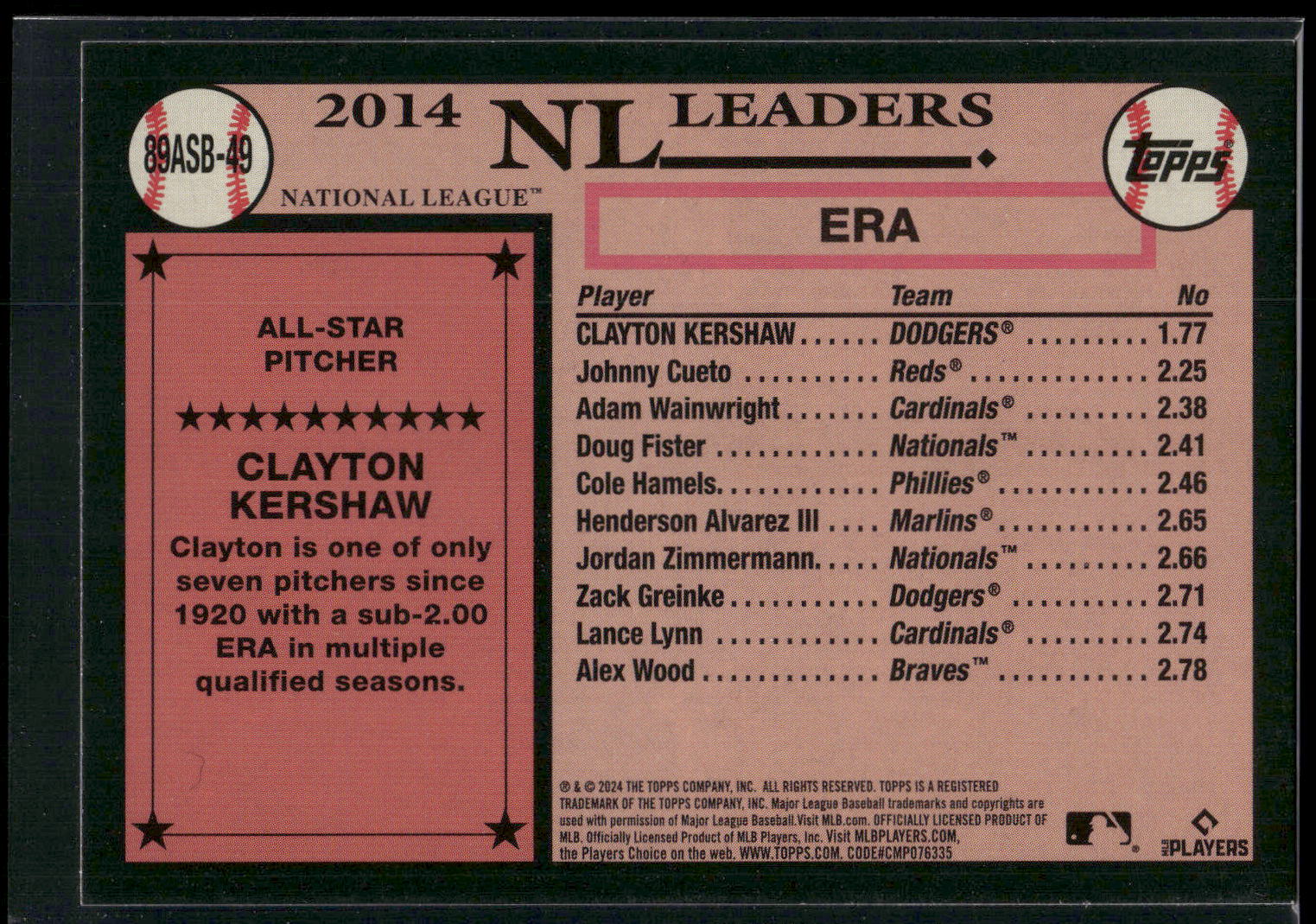 2024 Topps #89ASB-49 Clayton Kershaw