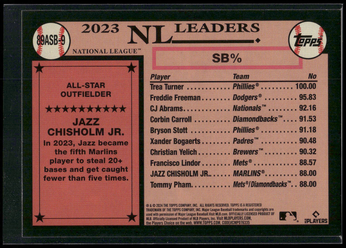 2024 Topps #89ASB-9 Jazz Chisholm Jr.