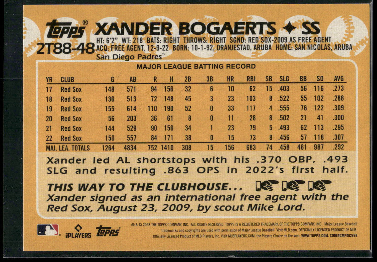 2023 Topps #2T88-48 Xander Bogaerts