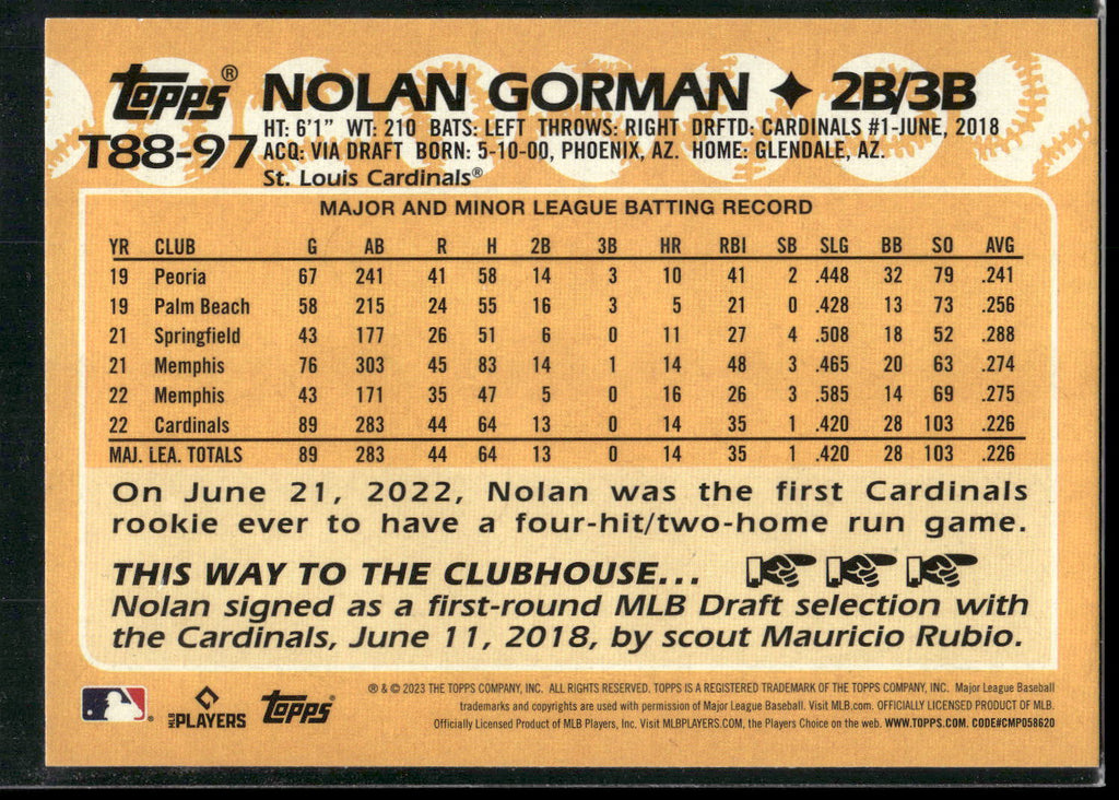 2023 Topps #T88-97 Nolan Gorman