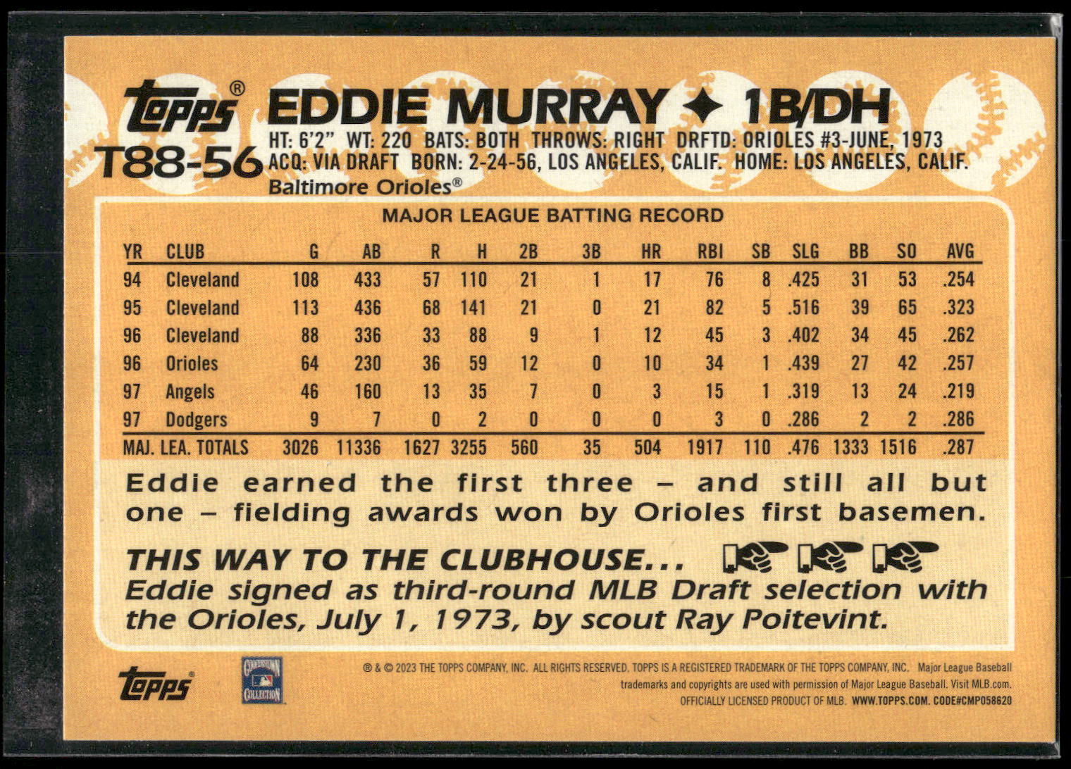 2023 Topps #T88-56 Eddie Murray
