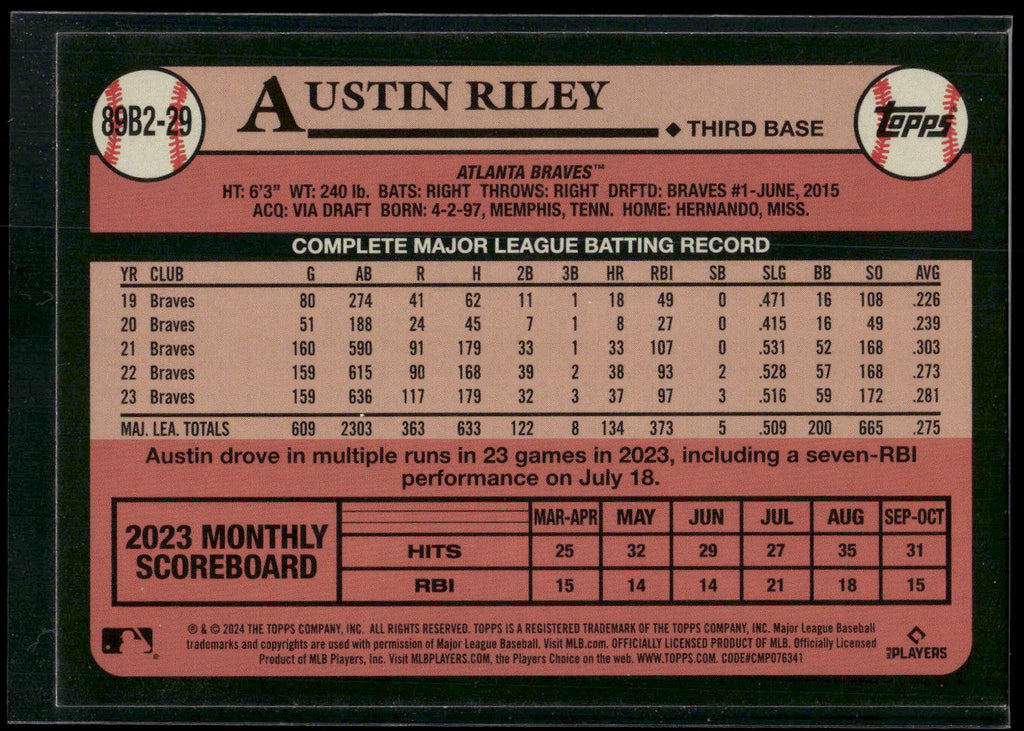2024 Topps #89B2-29 Austin Riley