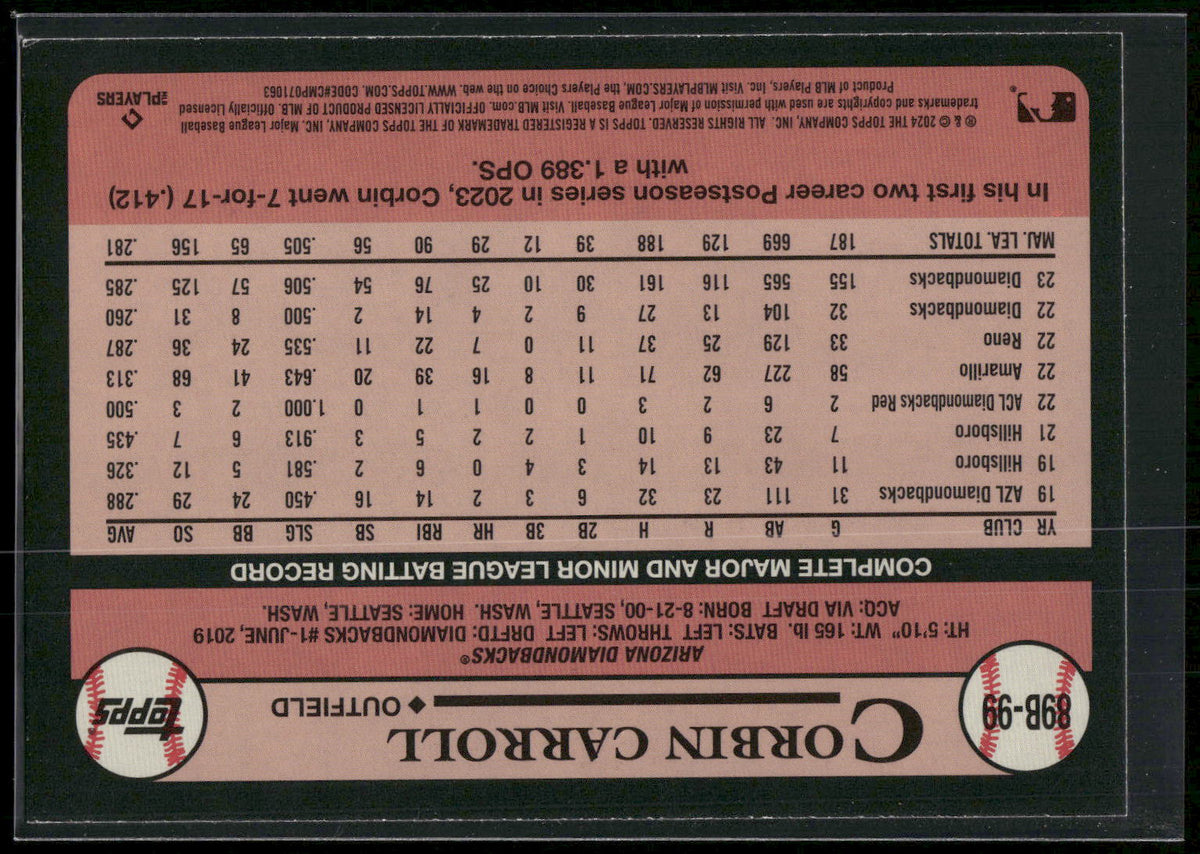 2024 Topps #89B-99 Corbin Carroll