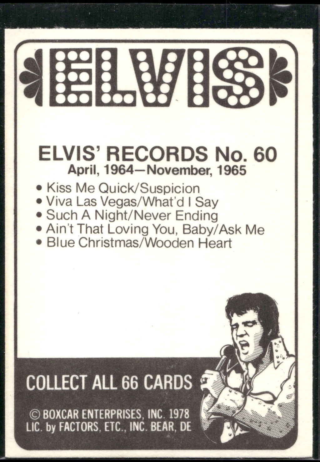 1978 Donruss Elvis Presley #60 April, 1964-November,