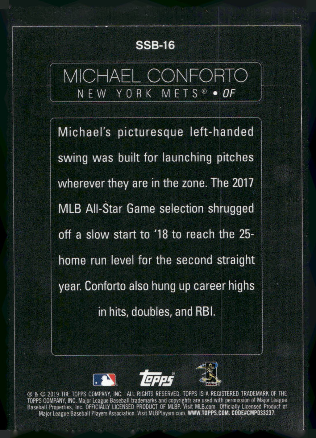 2019 Topps #SSB-16 Michael Conforto Stars of the Game