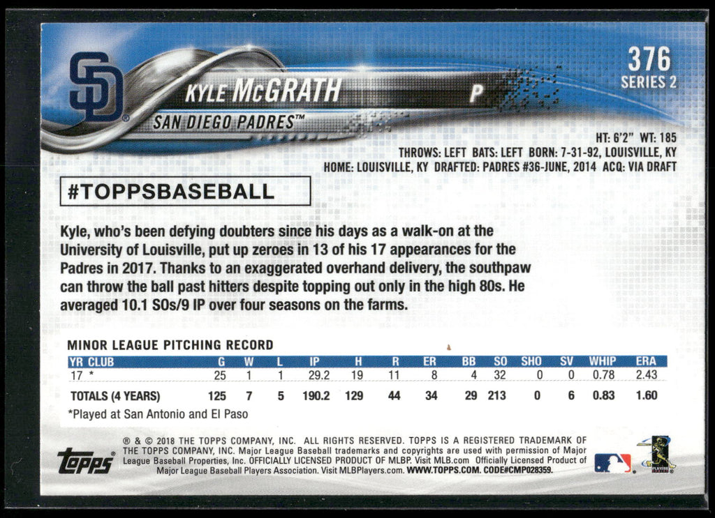 2018 Topps #376 Kyle McGrath Rainbow Foil