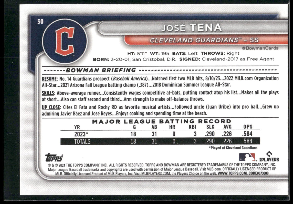2024 Bowman #30 José Tena