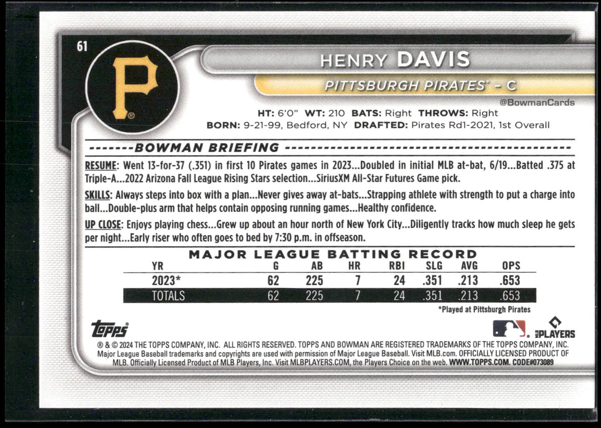 2024 Bowman #61 Henry Davis