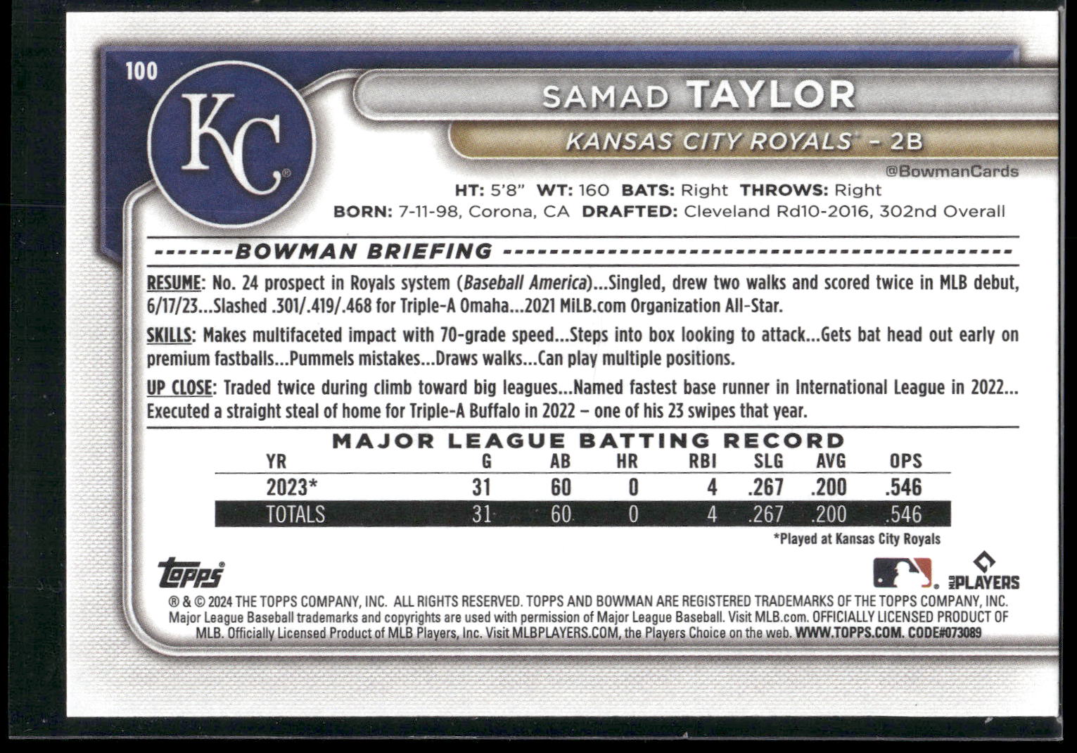 2024 Bowman #100 Samad Taylor
