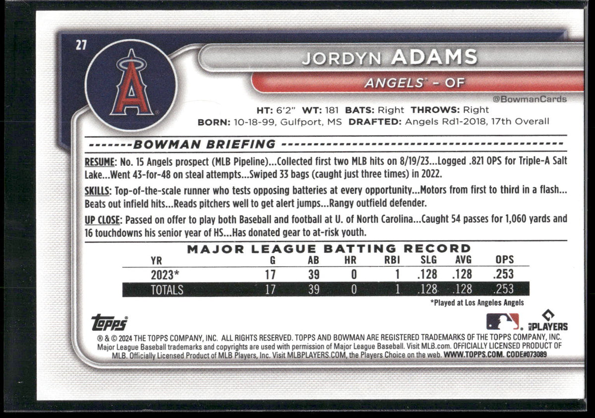 2024 Bowman #27 Jordyn Adams