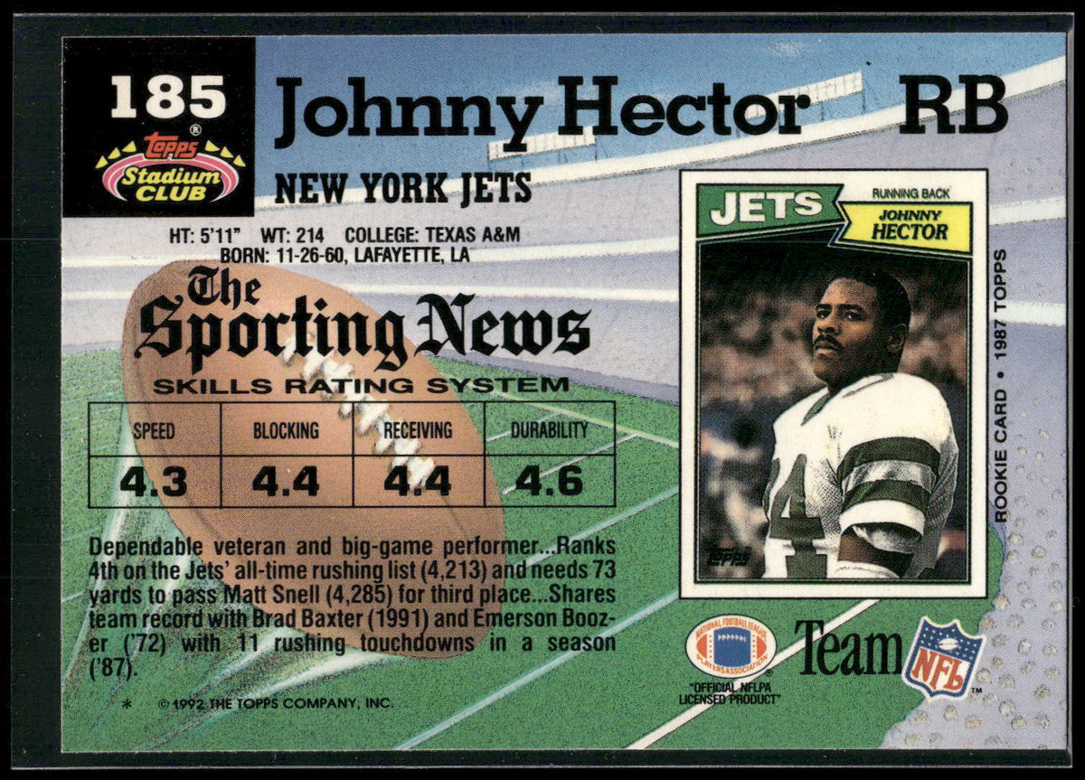 1992 Stadium Club #185 Johnny Hector