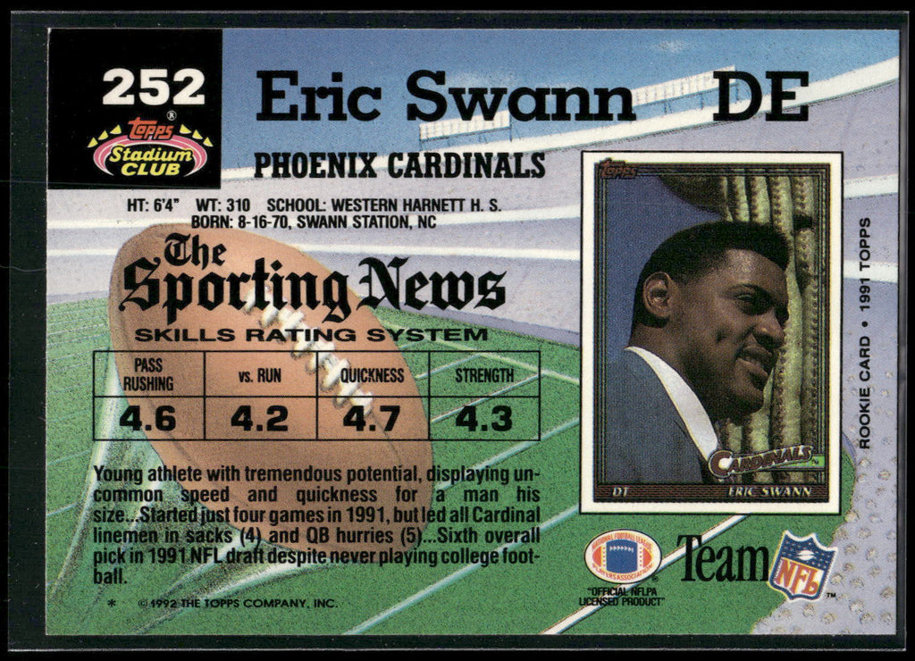 1992 Stadium Club #252 Eric Swann