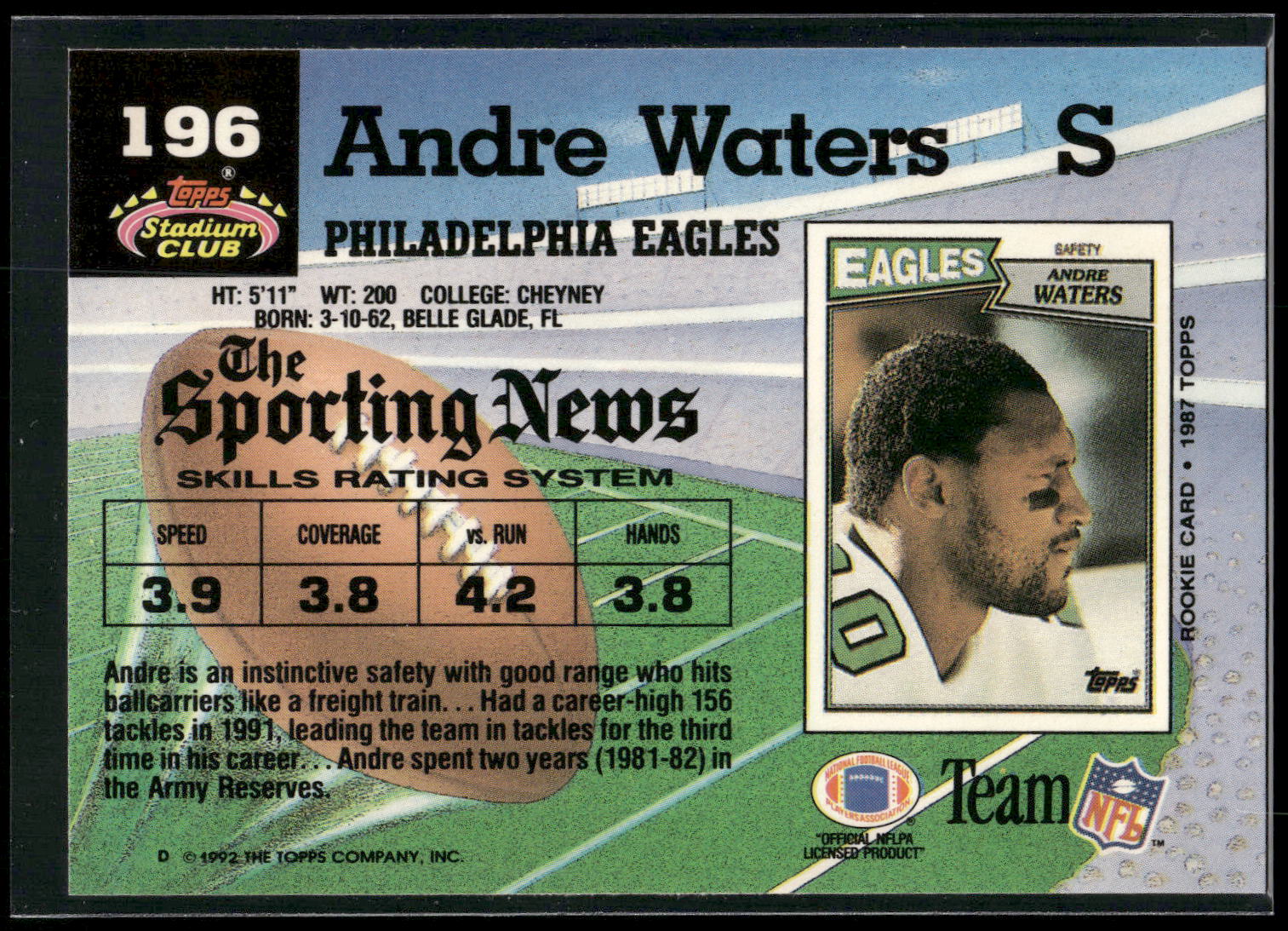 1992 Stadium Club #196 Andre Waters
