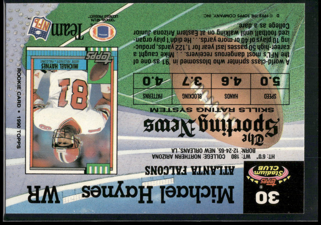 1992 Stadium Club #30 Michael Haynes