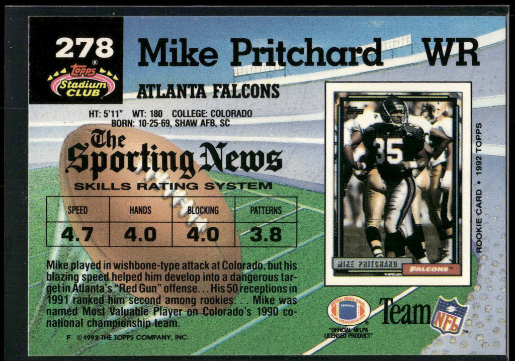 1992 Stadium Club #278 Mike Pritchard