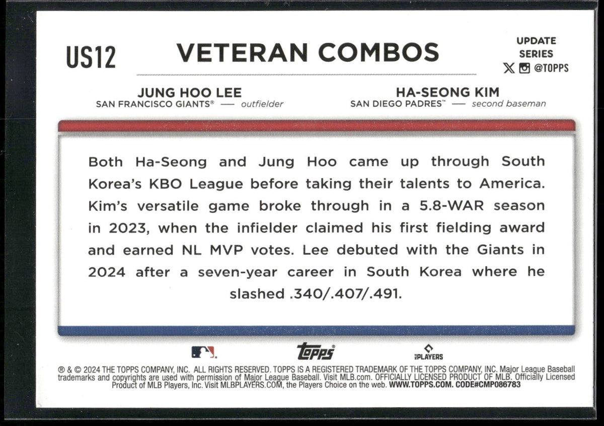 2024 Topps Update #US12 (Ha-Seong Kim / Jung Hoo Lee) Holiday Jack O'Lanterns