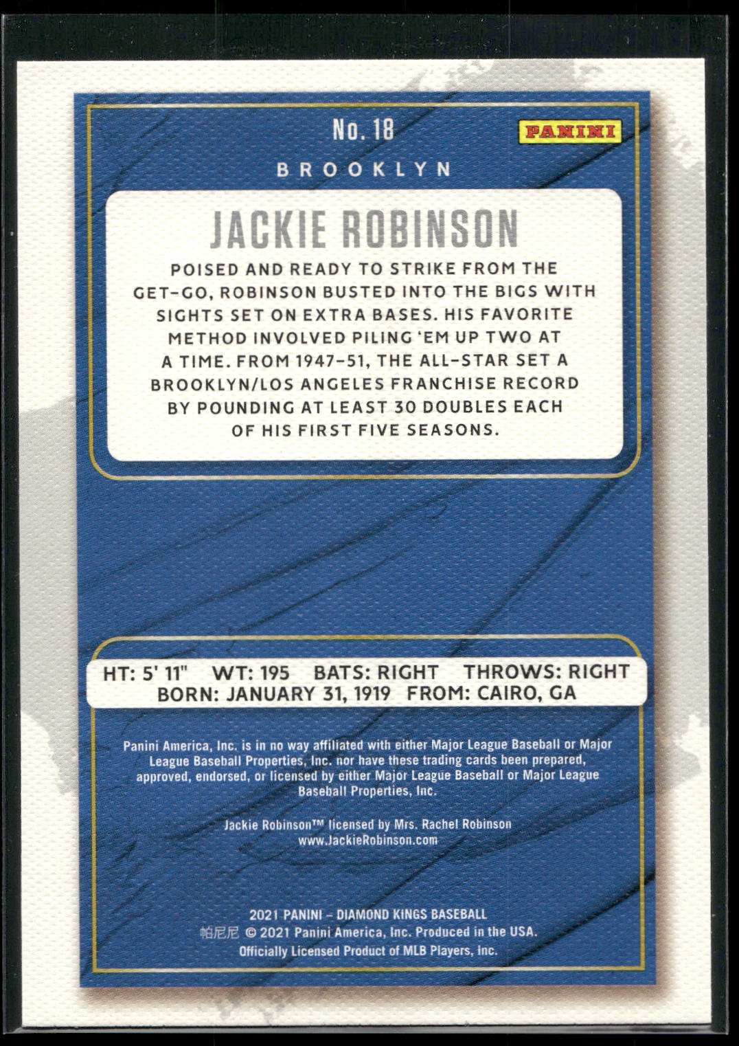 2021 Panini Diamond Kings #18 Jackie Robinson