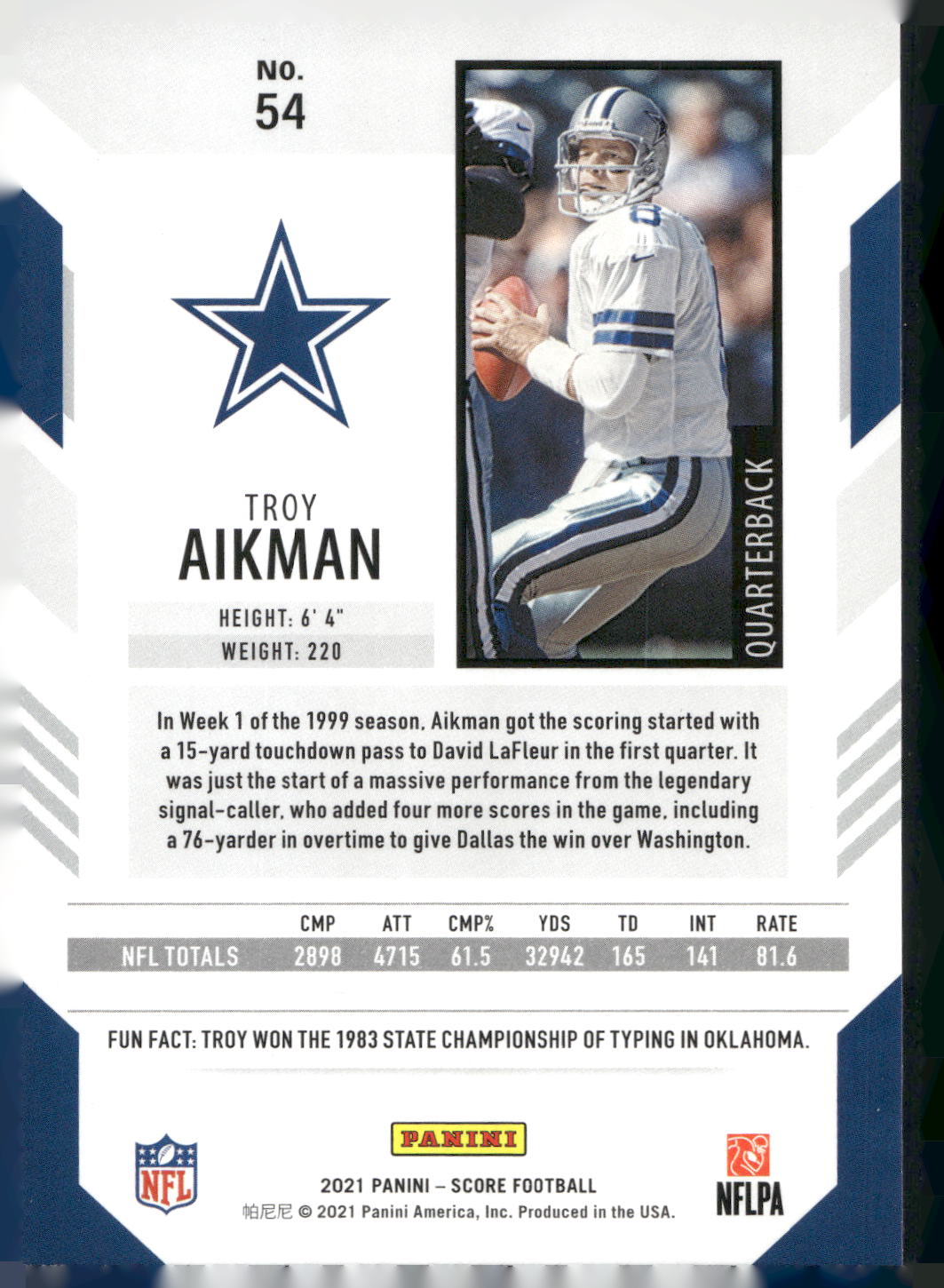 2021 Score #54 Troy Aikman