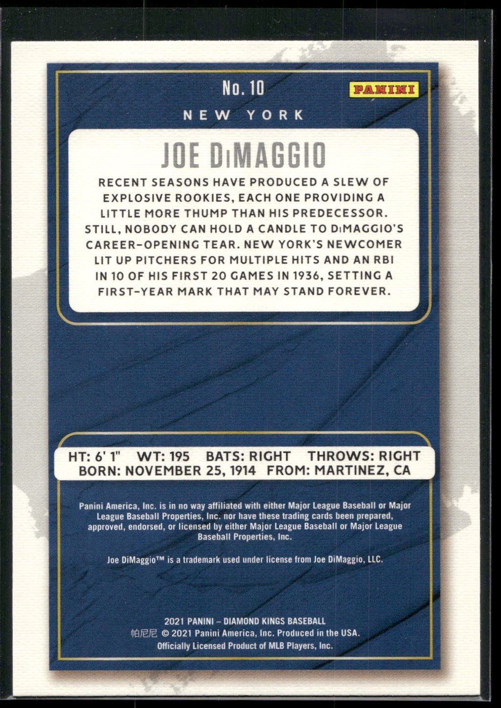 2021 Panini Diamond Kings #10 Joe DiMaggio