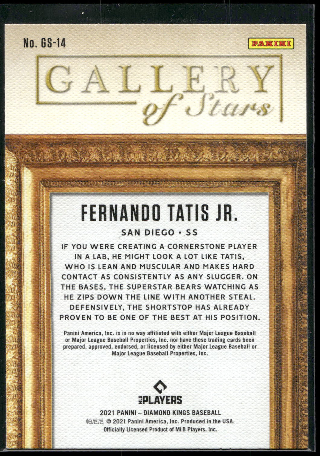 2021 Panini Diamond Kings #GS-14 Fernando Tatis Jr. Gallery of Stars