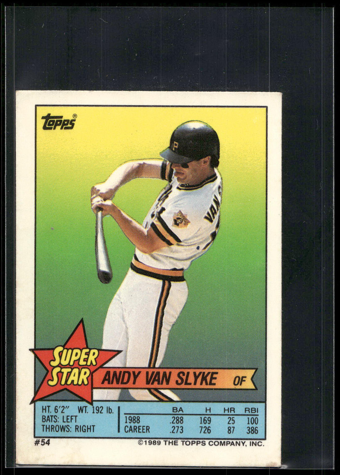 1989 Topps Stickers #54 Andy Van Slyke Super Star Backs