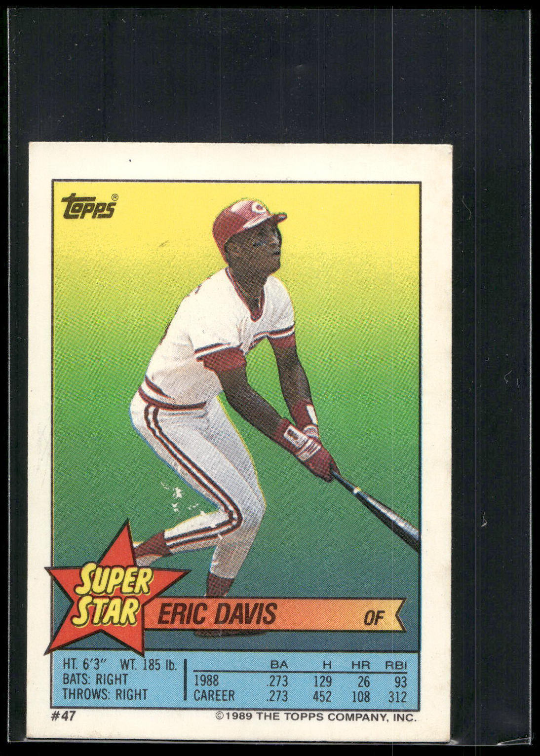 1989 Topps Stickers #47 Eric Davis Super Star Backs