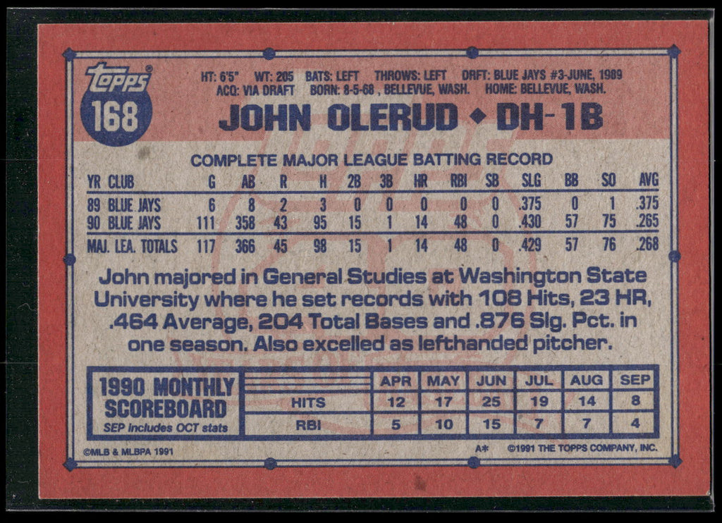 1991 Topps #168 John Olerud