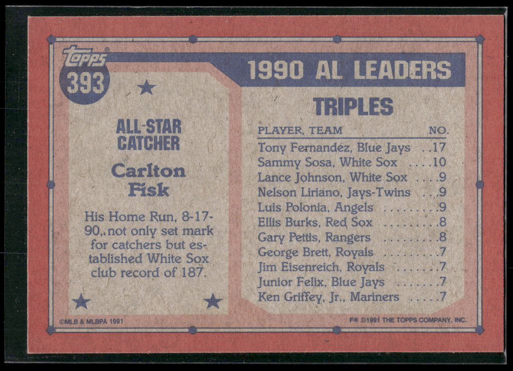 1991 Topps #393 Carlton Fisk
