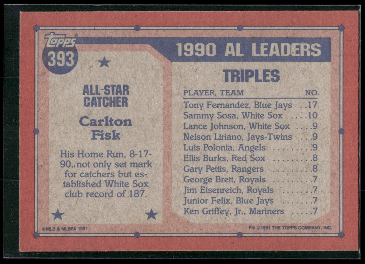 1991 Topps #393 Carlton Fisk
