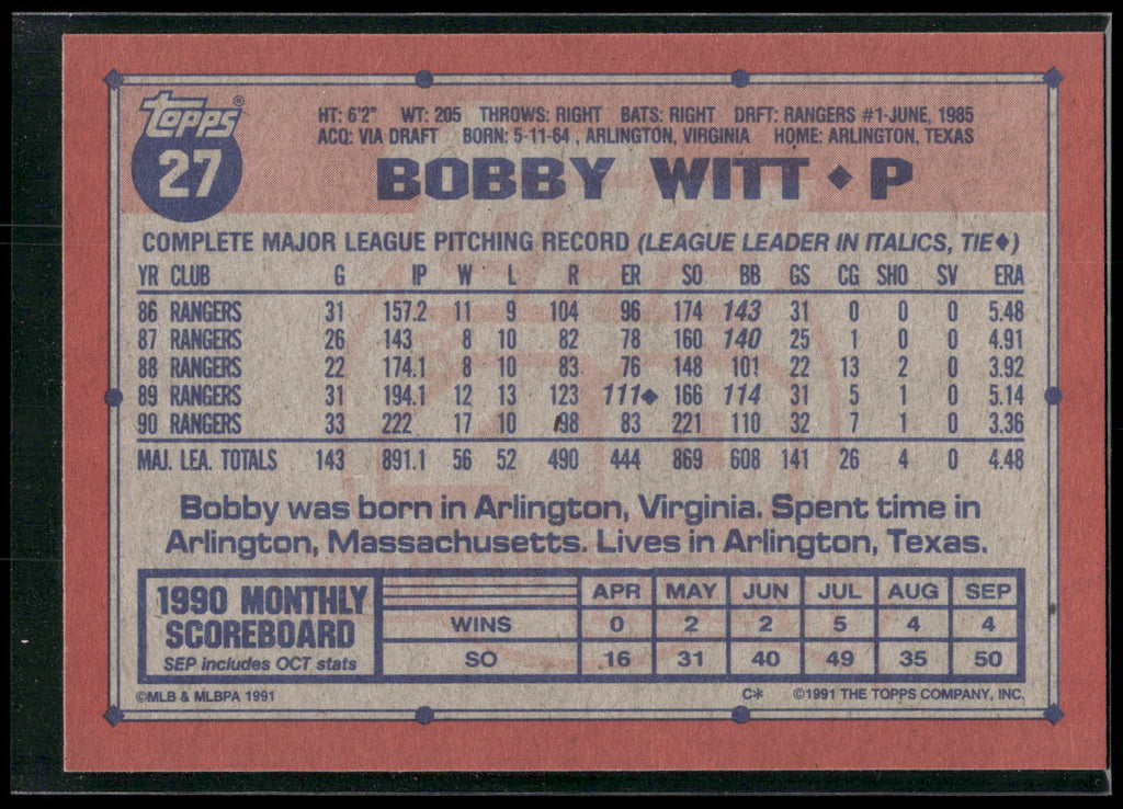1991 Topps #27 Bobby Witt