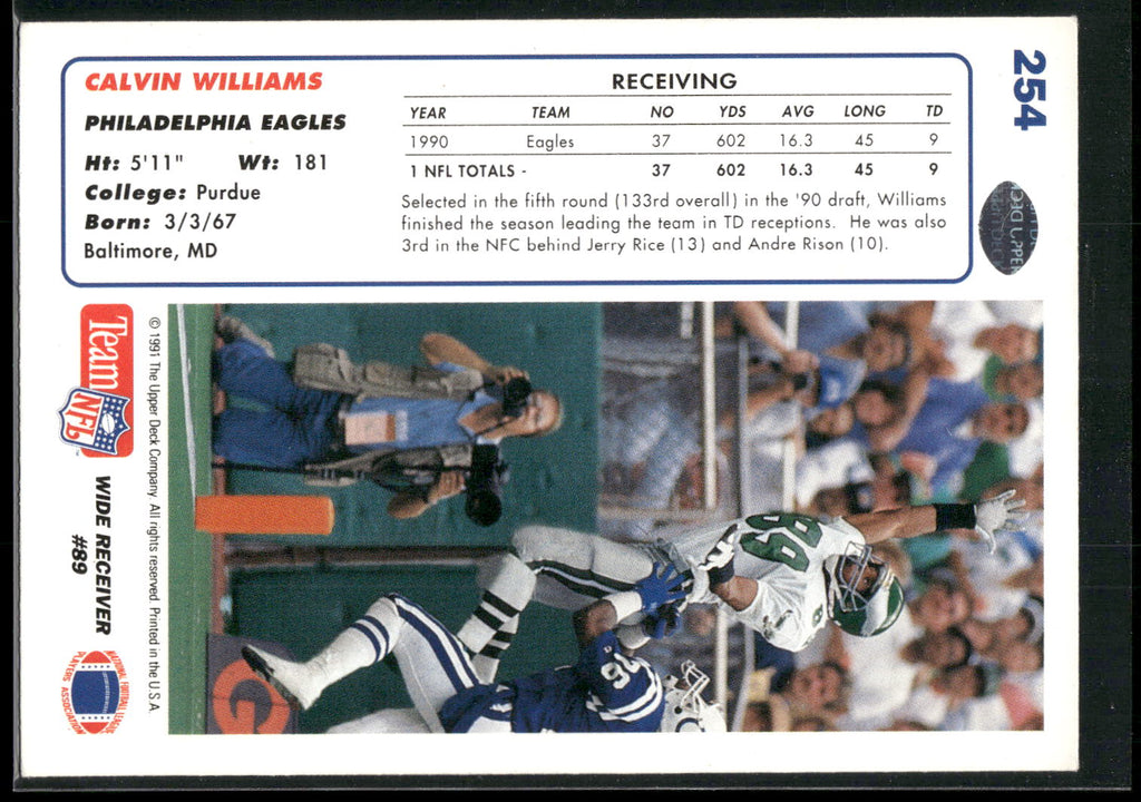 1991 Upper Deck #254 Calvin Williams