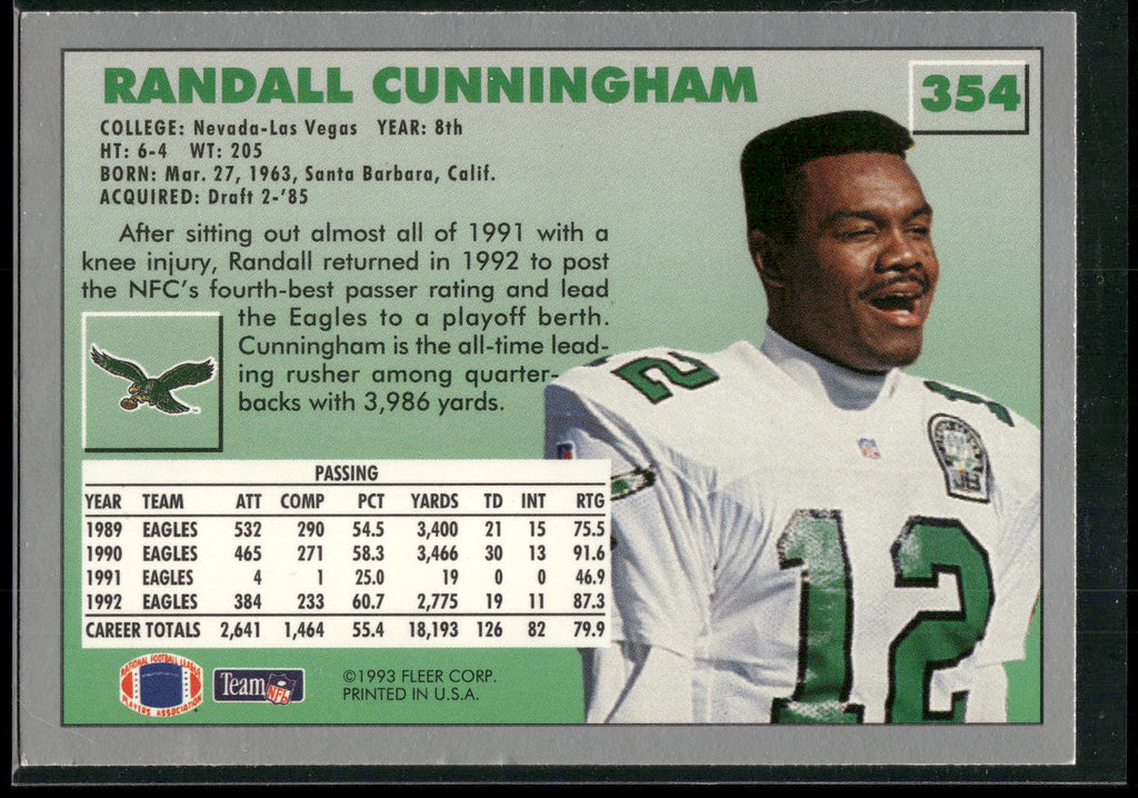1993 Fleer #354 Randall Cunningham