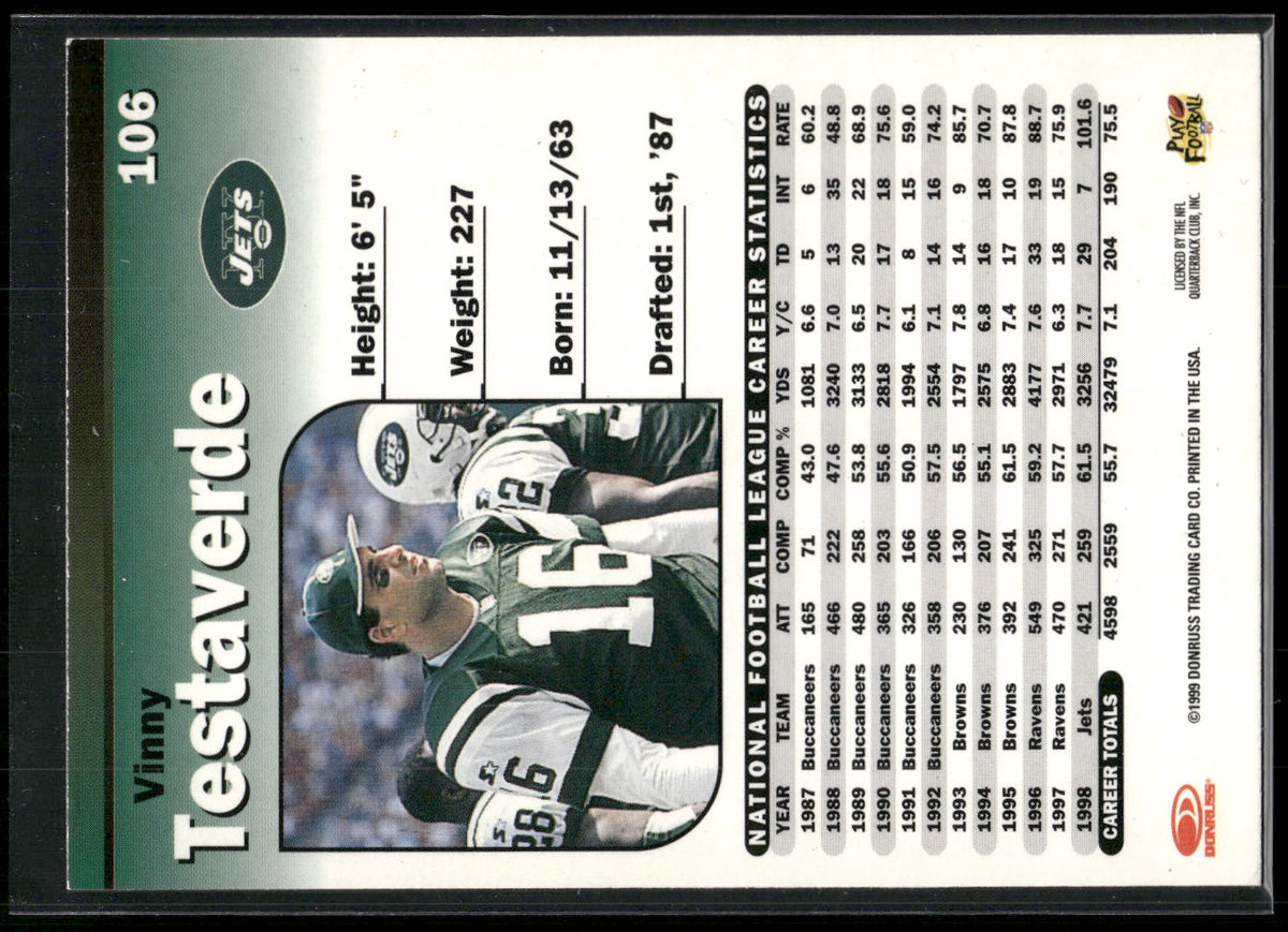 1999 Donruss Elite #106 Vinny Testaverde