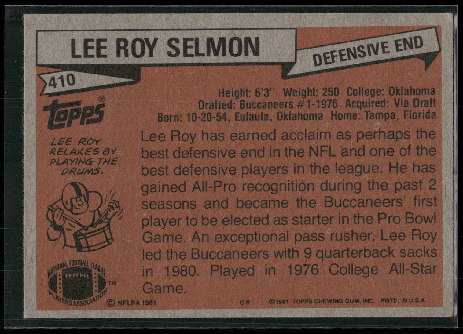 1981 Topps #410 Lee Roy Selmon