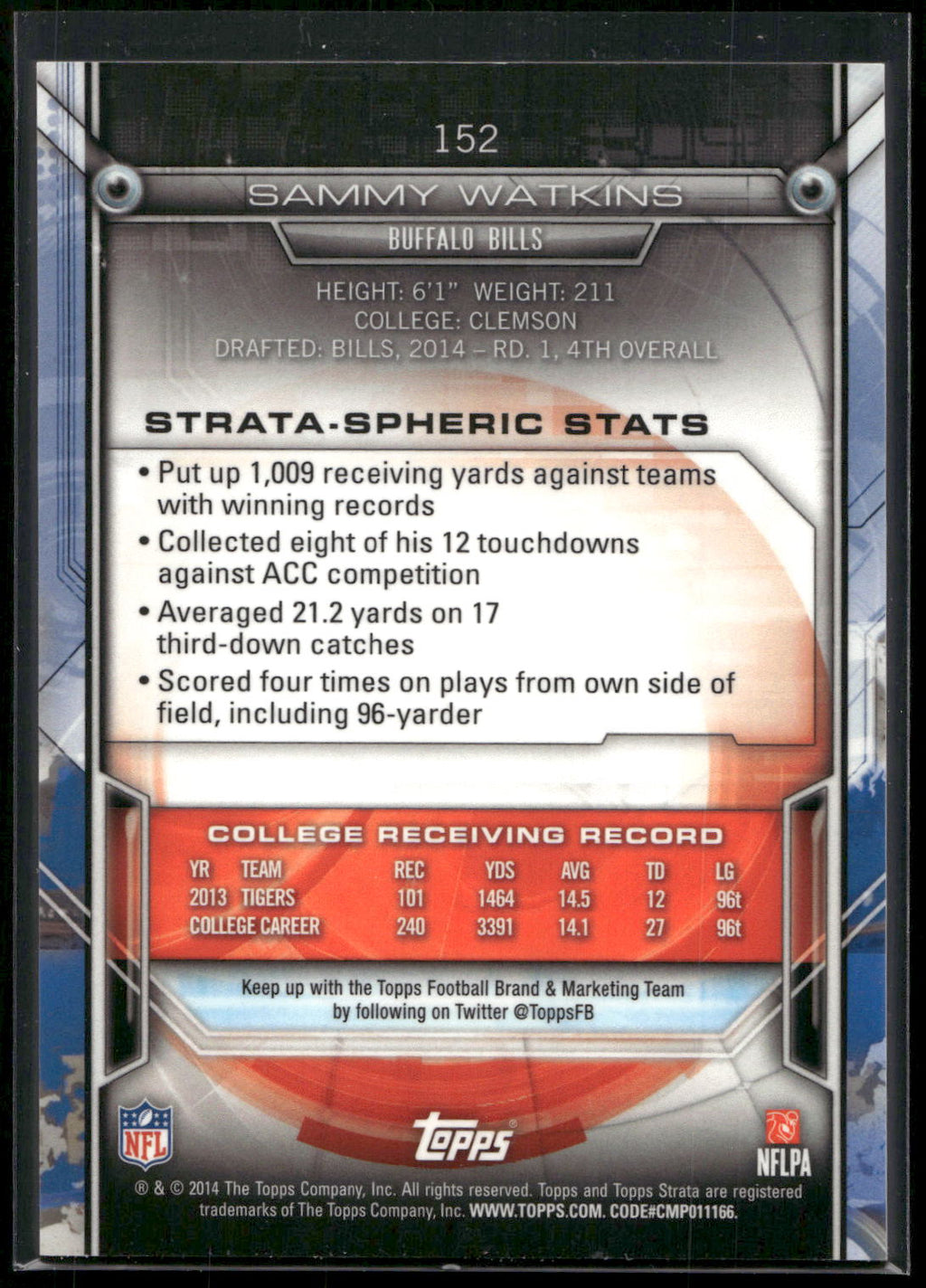 2014 Topps Strata #152 Sammy Watkins